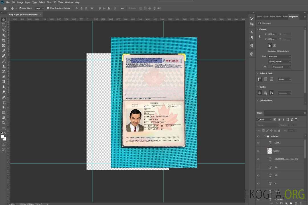 Aperçu photo du passeport canadien (2002-2010) template
